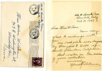 Margaret E. Webb bookplate exchange, Muriel Alderman hand written letter to Helen Patricia (Patsy) Wilson. 