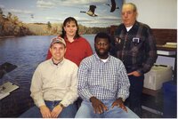 1999 Office Staff at the Des Moines County Soil and Water Conservation District include: front John White and, J.B. Martin Back Jamie Grimes and  John Horan