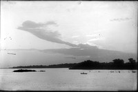LR 315  Sunset, river, man in boat