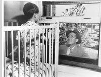 Father Visits Hospitalized Son with Polio