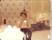 John Gronen eating sandwich in Vidie's room at White house