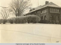 Grey house in winter