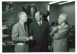 Library director Ralph Ellsworth, left, at reception for new Main Library, The University of Iowa, 1951