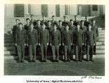 Cadets of the 1st Platoon on steps of the Old Capitol, The University of Iowa, ca. 1943