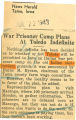 War prisoner camp plans at Toledo indefinite