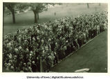 Crowd gathered for Induction ceremony, The University of Iowa, 1920s
