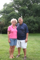 Unidentified couple with windbreak background