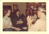 Teacher instructing Scottish Highlander drummers, The University of Iowa, 1970s