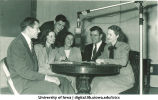 Students speaking on WSUI radio, The University of Iowa, 1940s
