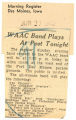 WAAC band plays at post tonight