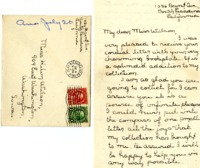 Helen Fenton letter to Helen Patricia (Patsy) Wilson exchanging bookplates. 