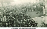 Induction ceremony on west side of Old Capitol, The University of Iowa, 1929