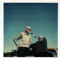 1976 Marion Clark and Harold Bauman on platform at Big Waucondah Watershed dedication