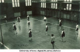 Volleyball game in a gymnasium, The University of Iowa, 1920s