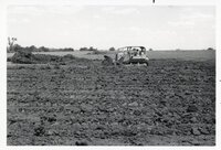 Bulldozers move dirt on farmland
