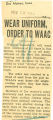 Wear uniform, order to WAAC