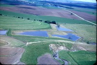 Aerial photo of ponds and farmland in Cherokee County, Iowa. 