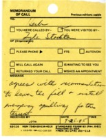 Lyle Stockton's memorandum of call 