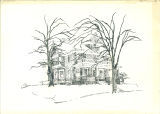 Drawing of Shambaugh House, The University of Iowa, 1950s