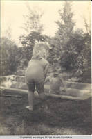 Vidie and Frindy Burden playing near pool