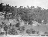 Quarry of Saint Croix overlain by Oneota limestone, Harpers Ferry, Iowa, late 1890s or early 1900s