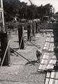 Early view of the foundation for the 1st library addition, 1960