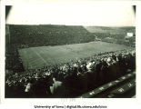 Birdseye view of Iowa stadium and football game, The University of Iowa, 1953?
