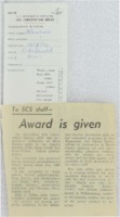 1970 - Award is Given to SCS Staff