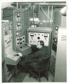 Graduate student at controls with physics study, The University of Iowa, 1950s