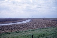 Broad based terrace with water. 