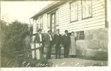 Mehl family posing outside house, Lime Springs, Iowa, August 1910