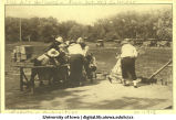 People preparing to launch hot air balloons, The University of Iowa, 1912