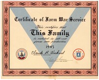 1943 - Certificate of Farm War Service