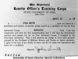 ROTC Infantry enrollment pledge card, The University of Iowa, April 18, 1933