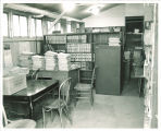 Gilmore Hall law library overflow stored in barracks, the University of Iowa, circa 1954