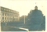 Military review on rainy day, The University of Iowa, 1917
