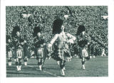 Scottish Highlanders marching on Iowa Field, The University of Iowa, November 11, 1939