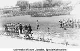 Cadets taking oath during Governor's Day celebrations on Iowa Field, The University of Iowa, June 4, 1921