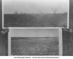 Top picture:  Dodgeville peneplain at an elevation of 1260 ft., Asbury, Iowa, 1920s.  Bottom picture:  Lancaster peneplain northeast of Waukon, Iowa, 1920s