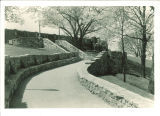 Walkway with stone steps leading to Quadrangle Hall, The University of Iowa, 1920s