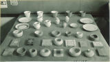Fifth-grade pottery display, The University of Iowa, July 1, 1933