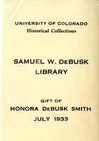 University of Colorado Historical Collection: Samuel W. DeBusk Library Bookplate