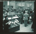 Reception in north lobby for newly built Main Library, The University of Iowa, 1951