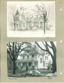 Sketch and photograph of the front of Shambaugh House, The University of Iowa, May 1948