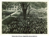 Commencement on the Pentacrest with Macbride Hall in background, The University of Iowa, June 6. 1927