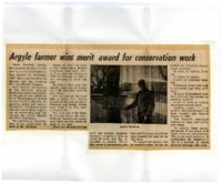 Newsclipping regarding Jim Hawkins Merit Certificate awarded by the Lee Soil Conservation District. 
