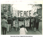 Peace march on Clinton St., Iowa City, Iowa, 1960s