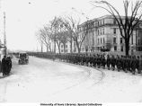 Cadets marching around Pentacrest, The University of Iowa, 1912