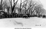 Automobiles parked at Pentacrest, Iowa City, Iowa, ca. 1915