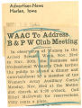 WAAC to address B & P W Club meeting